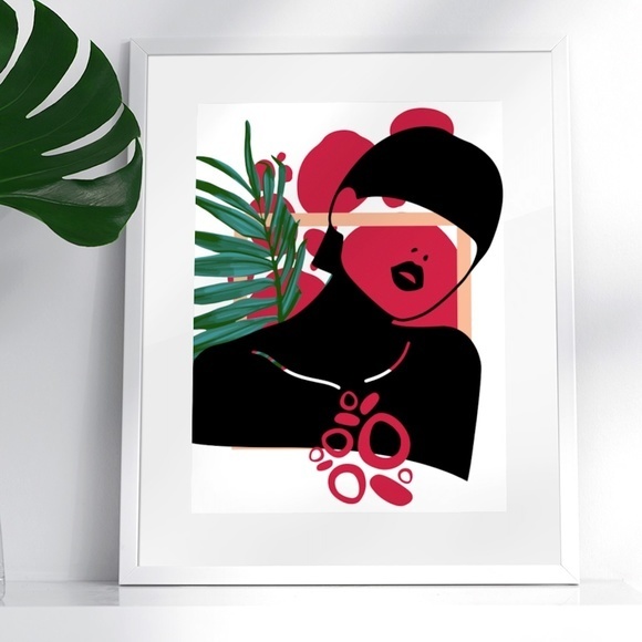 Modern Wall Art Print Tropical Girl Unframed - Picture 2 of 10